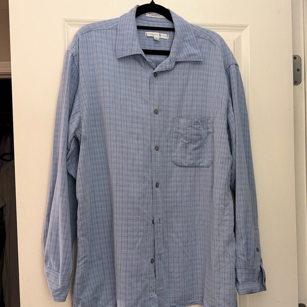 Geoffrey Beene Light Gray Checkered Shirt